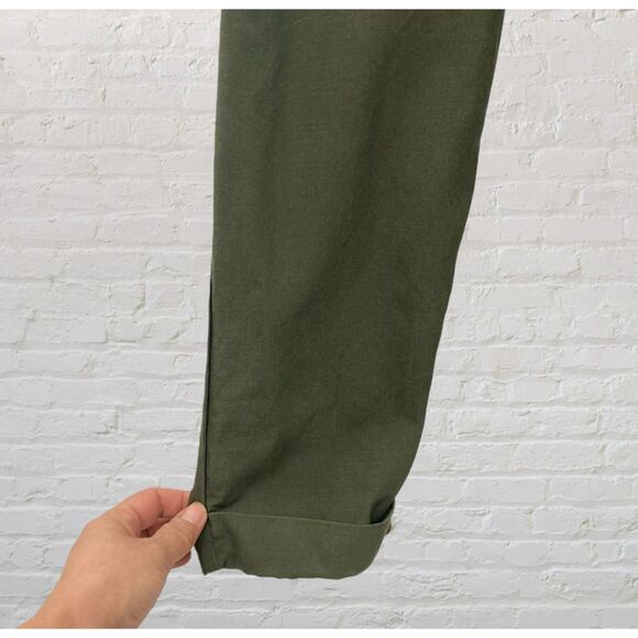 French Connection Olive Tencel Jumpsuit 8 Wrap Tie Military Casual - Picture 12 of 16